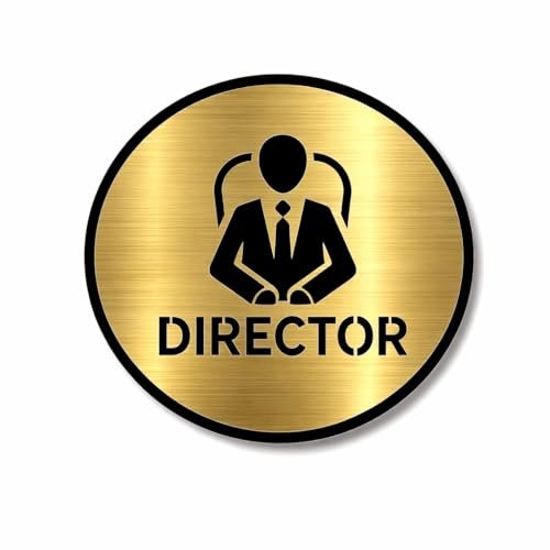 Image of Premium Brush Gold Finish Acrylic Director Door Sign Easy to Mount Self-Adhesive Tape Signage for Hotel Office Resort Society Hospital Corporate Business ETC.