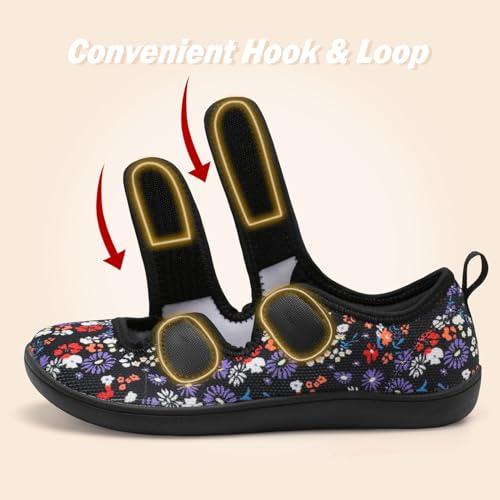 Image of Besroad Womens Walking Shoes Wide Diabetic Shoes Adjustable Barefoot Casual Sneakers Breathable Zero Drop Arthritis Edema Sneakers Indoor Outdoor
