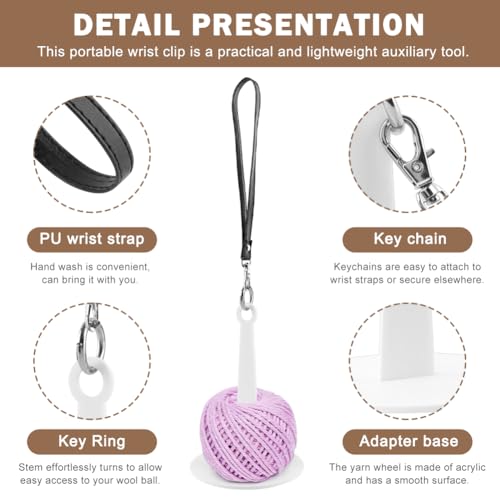 Image of Portable Wrist Yarn Holder with Wrist Strap, Wrist Yarn Holder for Crocheting, Yarn Ball Holder Crochet Yarn Holder for Knitting Craft Lover, Beginner Spinner Yarn Holder