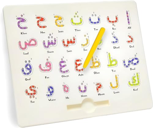 Arabic Magnetic Alphabet Letters Practicing Board for Tracing Arabic Letters, 2 in 1 Reading & Writing Practice, for Toddlers Preschool Educational Games, With Stylus Magnetic Pen (Multicolor)