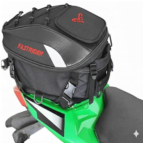 Mochila Baú Bagageiro Moto Expansivo 37L + Capa Proteção À Prova D'água Para Motocicletas (Vermelho)