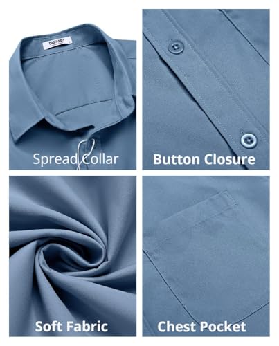 Image of COOFANDY Mens Short Sleeve Casual Button Down Shirts Summer Untucked Dress Shirts with Pocket