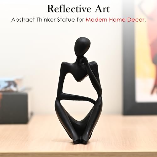 Image of ZAICUS Black Abstract Thinker Resin Sculpture - Modern Deep Thinker Figurine for Home & Office Decor | Small Contemporary Accent Piece