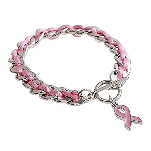 Pulseras de concientización sobre el cáncer de mama, pulseras personalizadas para mujer, pulseras de cinta rosa, pulsera de acero inoxidable, pulsera de cuerda de acero inoxidable para niñas, fuerza y | Ya disponible en tu tienda friki favorita! En mundofriki.es!