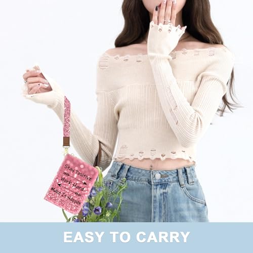 Image of Aiawoxc Credit Card Holder, Small RFID Wallet Slim Leather Card Organizer Case with Zipper and Wristlet Strap, Work Hard