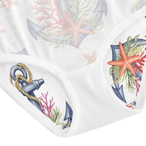 Watercolor Anchors Coral Toddler Underwear Girls, Cotton Girls Underwear, 2T–8 Years4