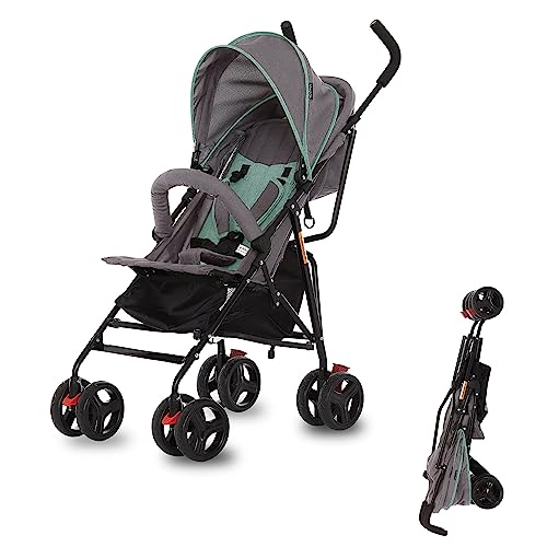 Image of Dream On Me Vista Moonwalk Baby Stroller in Mint, Lightweight Infant Stroller with Compact Fold, Multi-Position Recline Umbrella Stroller with Canopy, Extra Large Storage and Cup Holder