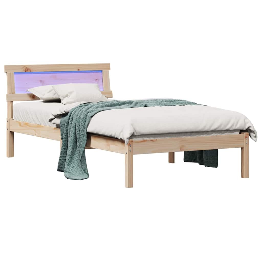 Solidne drewno sosnowe nowoczesna platforma Brązowy 75 x 190 cm