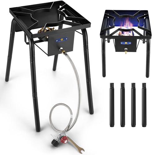 ARC Propane Burner for Outdoor Cooking High-Pressure 220 000 BTU Single Burner Propane Stove Wok Jet Burner Gas Burner ideal for Woks Skillets and Pots Height Adjustable Legs