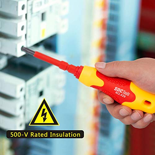 SDC Magnetic Screwdriver Set, Insulated Multi Screw Driver Kit, with 14 Ultra-Strong Interchangeable Tips (3 Phillips, 3 Slotted, 4 Torx, 2 Square, 2 Hex)