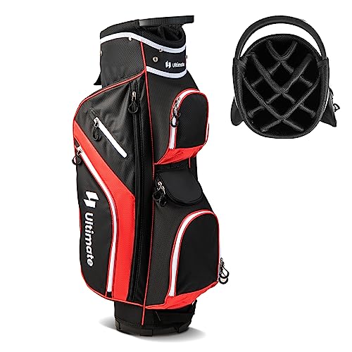COSTWAY Golfbag leicht, tragbares Golf Cart Bag mit 14 er Unterteilung, Golftasche wasserabweisend mit Regenhaube, 9 Taschen, Kühltasche & Schirmhalter, Caddybag für Herren & Damen (Rot) COSTWAY Golfbag leicht, tragbares Golf Cart Bag mit 14 er Unterteilung, Golftasche wasserabweisend mit Regenhaube, 9 Taschen, Kühltasche & Schirmhalter, Caddybag für Herren & Damen (Rot)