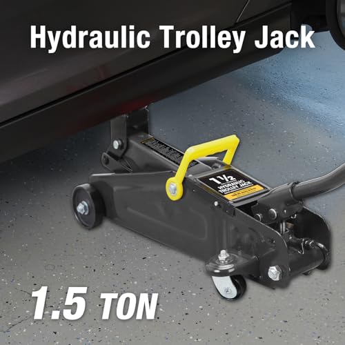 Image of Big RED 1.5 Ton Hydraulic Trolly Service /Floor Jack with Blow Mold Carrying Storage Case, Portable Car Floor Jack with Lifting Range 5.6 Inch -13 Inch, Black