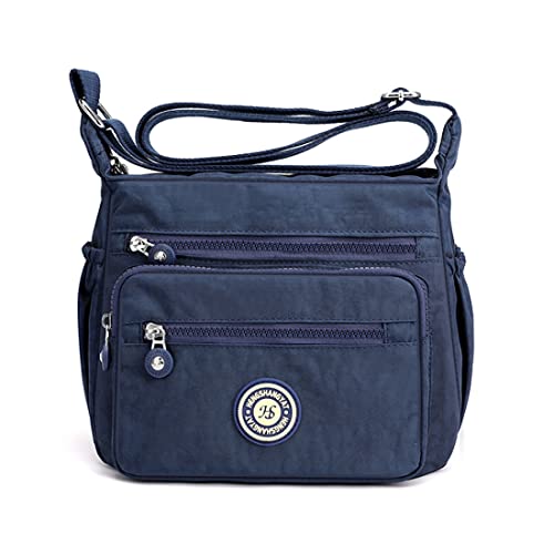 Gelory Damen-Umhängetasche, Nylon, wasserdicht, mehrere Taschen, Kuriertasche, leichte Handtasche, Reisetasche, Blau(2), Einheitsgröße Cover