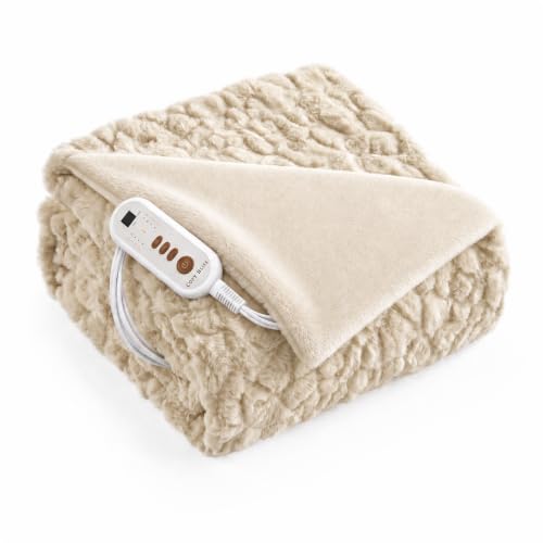 Cozy Bliss Manta Eléctrica Calefactora, 50"x60" Manta Térmica con Pelo Sintético Texturizado en Onda, 8 Niveles de Calor, 8 Temporizadores, Protección contra Sobrecalentamiento, Certificada ETL, Lavable a Máquina, Kahiki