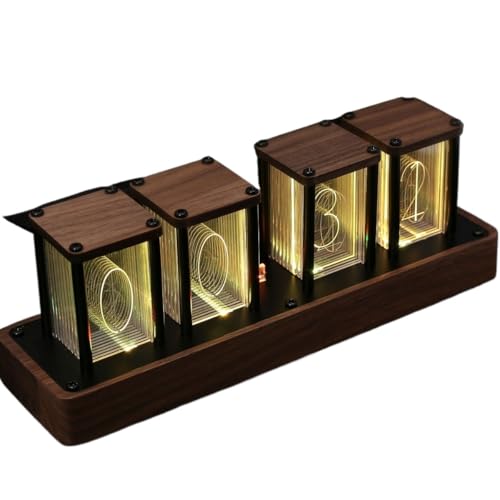 【Wixero】ネオン管時計 デジタル時計 置き時計 目覚まし時計 チューブ式 擬発光管 グローチューブ 真空管 ネオン管 100% LED 1600 万色 RGB フルカラー 光る 組み立て不要 操作簡便 インテリア 日常使用 (4)