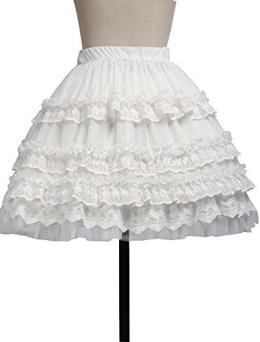 Antaina White Chiffon Lace Floral Layered Ruffled Bow Cotton Lolita Short Skirt2