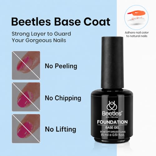 Image of Beetles 3Pcs 15ml Builder Nail Gel with No Wipe Top Coat and Base Coat Kit for Gel Polish Shine Finish & Long Lasting Nail Protection UV /LED Lamp Needed Gift for Women
