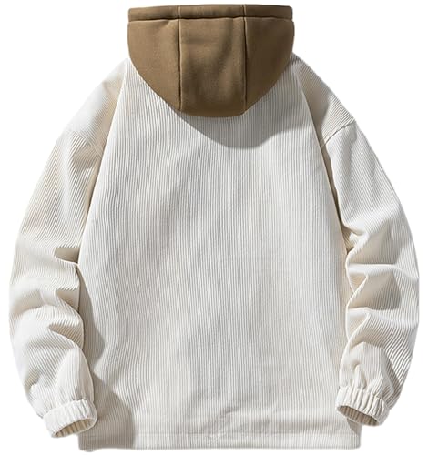 Image of PEGENO Men's Fleece Lined Corduroy Full Zip Hooded Jacket Button Down Winter Outdoor Coat