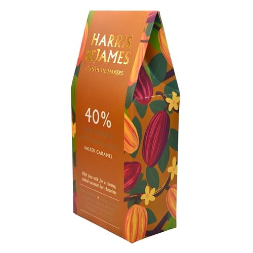 Harris & James Salted Caramel Hot Chocolate Flakes 40% Decadent Bean to Bar Luxury Hot Chocolate Flakes, Luxury Hot Cocoa, Luxurious Milky Treat with All Natural Ingredients (6 servings)