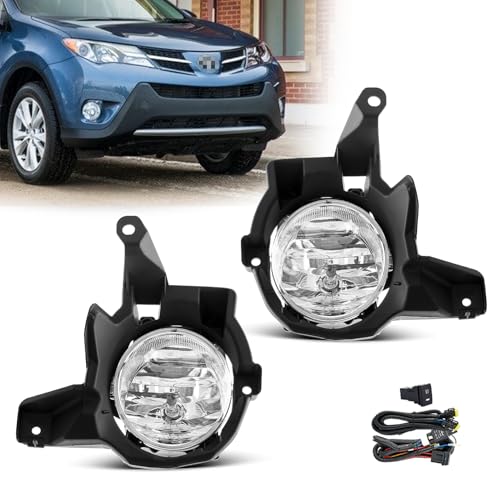SPIEGEER Fog Lights Assembly for 2013 2014 2015 Toyota Rav4 Replacement Kit with Wiring and Switch H16 12V 19W Halogen Bulbs(Clear Lens) by SPIEGEER - Used condition - US$29.21