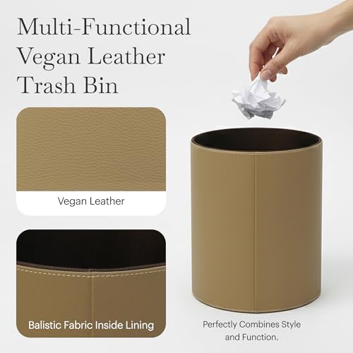 Caneca de Basura Beige de Cuero Vegano Rikan miniatura 3