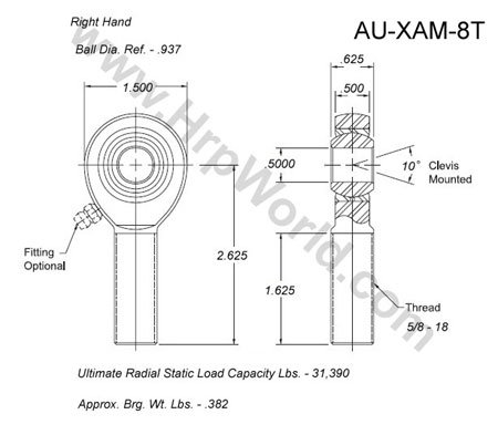 Aurora BearingCompany XAM-8T; .500" Bore - 5/8"-18 Thread - RH