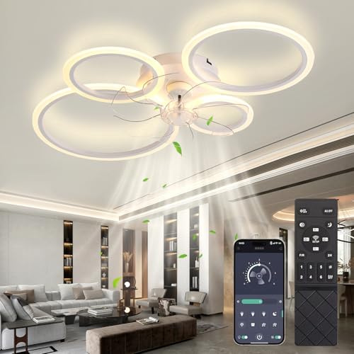 LED Deckenventilator Mit Beleuchtung Und Fernbedienung,60W Deckenlampe Mit Ventilator,85cm,4800lm Dimmbar Lampe Mit Ventilator,Modern Ceiling Fan 6-Gang,Reversibel Für Schlafzimmer Wohnzimmer Küche