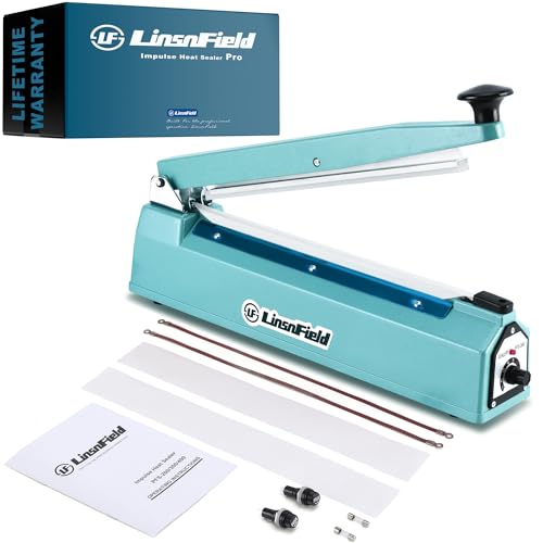 Image of Sealer Pro, Patented 12inch Impulse Heat Bag Sealer, 7mm Sealing Width Poly Bag Seal Machine, 2 Replacement Kits 2 Fuses Included, Blue