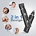 Body Hair Trimmer Men, 2-in-1 Grooming Kit, Ball Trimmer with Nose Hair Trimmer, Replaceable Ceramic Blade Heads for Men for Legs, Chest, Armpit and Nose, 2 Sensitive Combs, Waterproof, Travel Lock