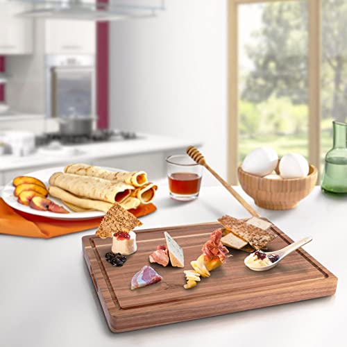 Tabla de Cortar de Madera de Acacia, 50,8 x 38,1 cm, Rectangular con Ranura para Jugos y Mango Integrado, Ideal para Carnes y Charcutería miniatura 7