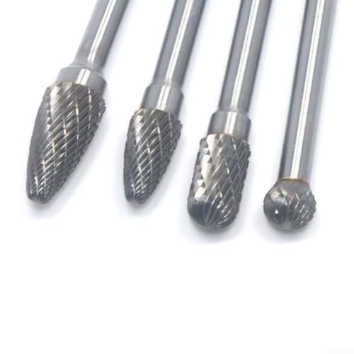 Set de 4 fresas de carburo 1/4" x 150mm corte doble miniatura 4