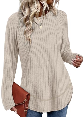 WIHOLL Long Sleeve Shirts for Women Fall Sweaters 2025 Lightweight Casual Tunic Tops Loose Fit Winter Clothing S-2XL