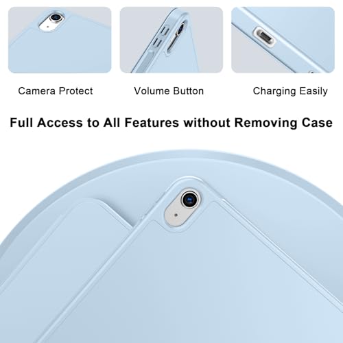 Image of ToaPoia Case for iPad (A16) 11 Inch 2025 /iPad 10th Generation 10.9 Inch 2022, Slim Trifold Stand Protective Cover with Pencil Holder and Soft TPU Back,Support Auto Sleep /Wake (Sky Blue)