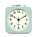 Lafocuse Kwadratowy, metalowy budzik analogowy, bez tykania, miętowo-zielony, bezgłośny budzik ze światłem, nowoczesny, mały zegar stołowy na stolik nocny, do sypialni, biura, 8,5 cm