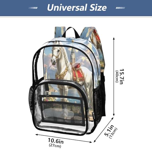 ALAZA Unicorn Cloud Castle Cloud Clear Backpack PVC Transparent Bookbag Heavy Duty for Student Boy Girl Kids Adult School Travel Work4