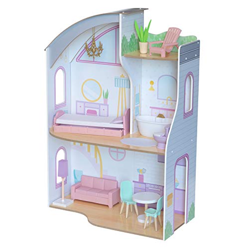 KidKraft 10237 Elise Puppenhaus aus Holz mit Möbeln und Zubehör für 30 cm große Puppen, Mehrfarbig – Bild 3