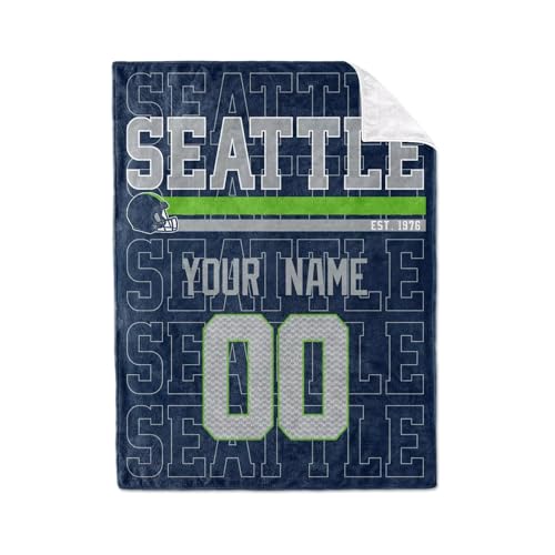 Image of ANTKING Seattle Throw Blanket for Men Women Boy Custom Name and Number Gifts