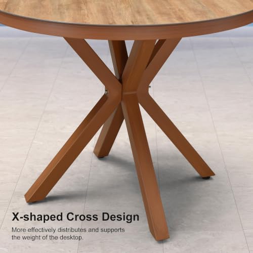 Image of PURPLE LEAF Oversized Patio Round Dining Set 5 Pieces with Arm, Deep Teak