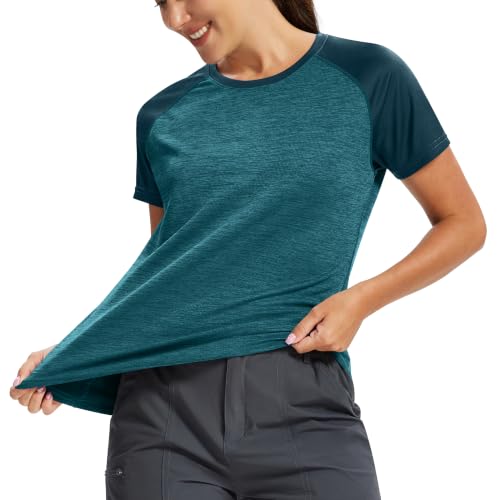 Image of MoFiz Women's Short Sleeve UPF 50+ Sun Protection Sports T-Shirt Quick Dry Running Workout Athletic Tee Top