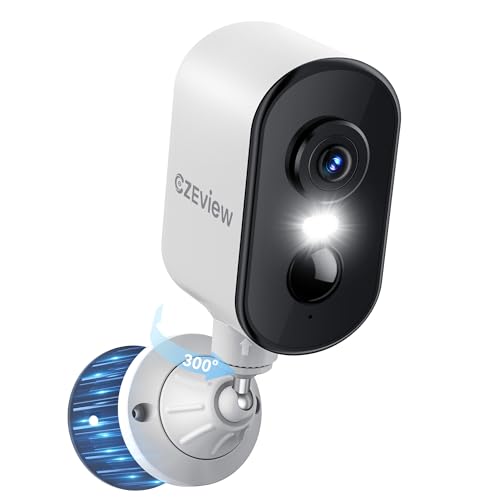 CZEview 2K Caméra de Surveillance Extérieure, sans Fil avec Batterie, Vision Nocturne Couleur, Audio Bidirectionnel, Détection de Mouvement, PTZ 300°,...