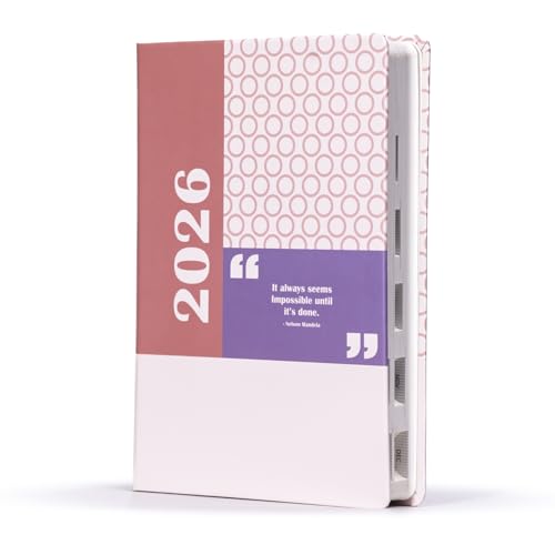 Image of Mahavir Maxim 2026 Diary | A5 Size New Year Diary | One-Day-to-a-Page Diary with Month Index | 424 pages,70 gsm | Natural Shade Paper | Laminated Paper Cover - (Pink)