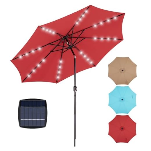 Best rental table umbrella OLIXIS 10FT Solar Patio Umbrella with Lights