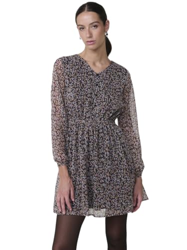 Koroshi Vestido Corto Mujer chifón Estampado Animal, de Color Multicolor/Multi-Coloured, Talla L