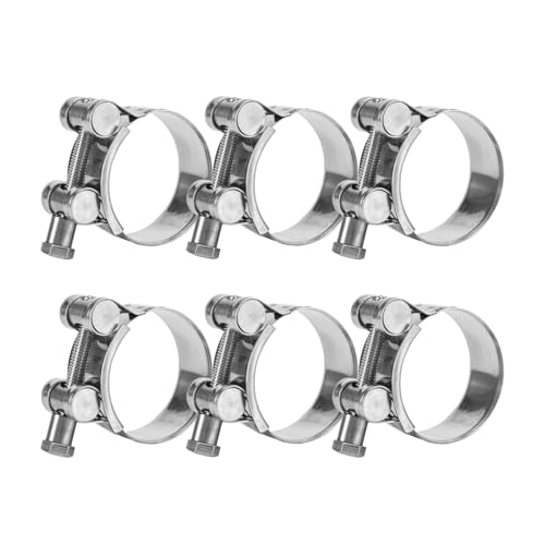 6 Piezas Abrazaderas de Escape Moto 23-25 mm, Abrazadera de Escape Acero Inoxidable, Abrazaderas de Tubo T-Bolt de Acero Inoxidable 304, para Conexión de Tuberías de Automóvil, Motocicleta