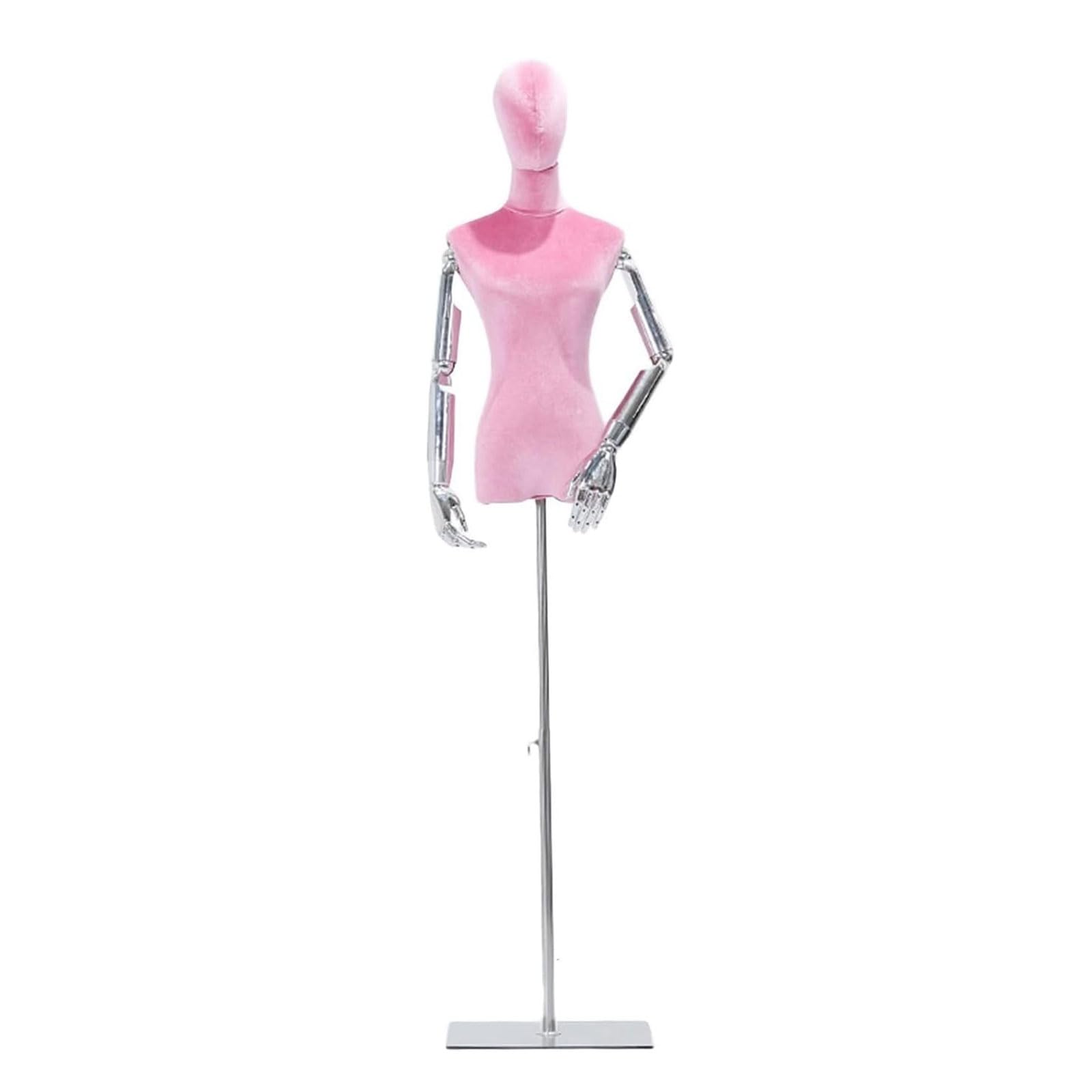 ITOSUI Adjustable Female Mannequin Dress Form, Detachable Torso Display Manikin, Silver Body, 140-200cm Size B, Ideal for Fashion Showcases, Tailoring, and Retail Displays