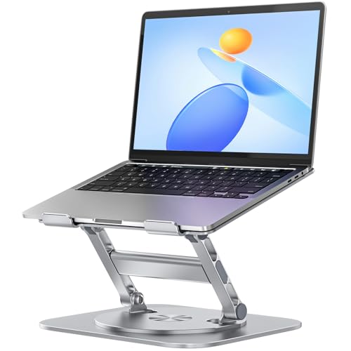 Image of MCHOSE Laptop Stand with 360 Rotating Base, Foldable Adjustable Computer Holder, Ergonomic Design Compatible with MacBook Air Pro, Dell XPS, HP, Lenovo More 10-17 inch (New-Silver)