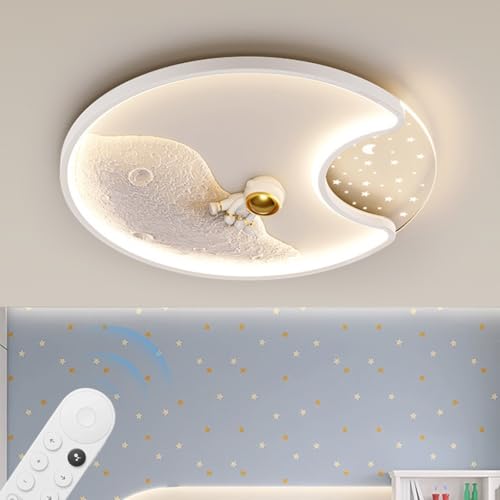 Plafonnier LED moderne enfant planète blanche dimmable avec télécommande