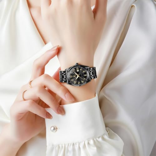 Image of OLEVS Womens Watches Classic Dress Quartz Female Wristwatch Ladies Stainless Steel Waterproof Luminous Date Easy Read Watch for Lady