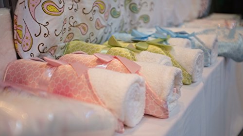 Image of SwaddleDesigns Cotton Terry Velour Hooded Towel for Baby /Toddler, Absorbent with Satin Trim, Absorbent with Satin Trim, Pastel Blue Mini Mod Circles
