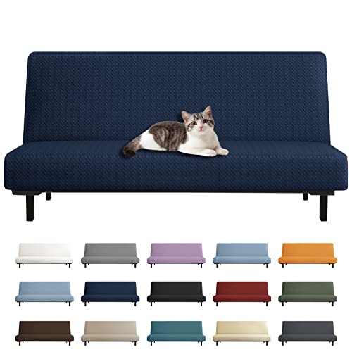 Catálogo de Sofa Cama Azul los más solicitados. 49 YEMYHOM - Funda para futón con diseño de Jacquard de Alta Elasticidad, sin Brazos, para sofá Cama, Protector Antideslizante para Muebles con Fondo elástico (futón, Azul...